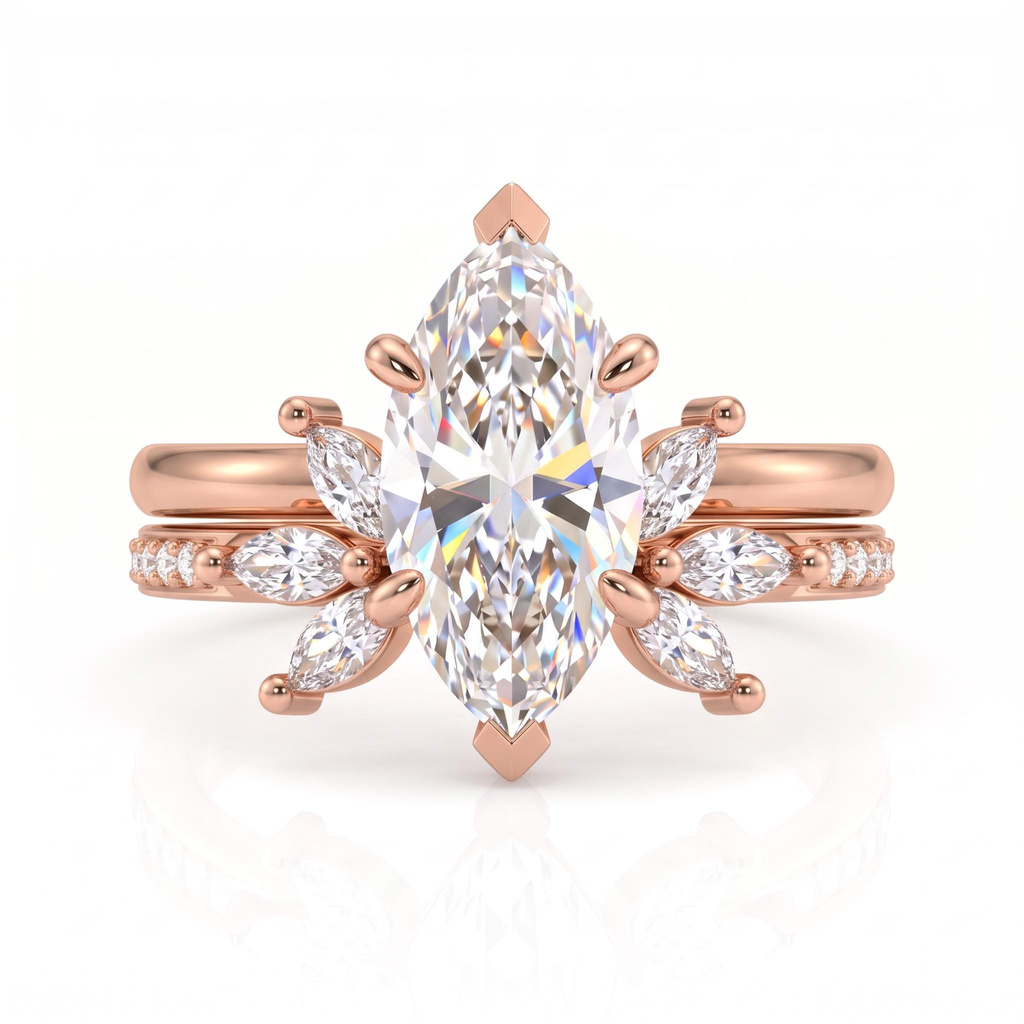 3.52 ct.tw. Marquise-Cut White Diamond Floral Ring Set 3.52 ct.tw. Marquise-Cut White Diamond Floral Ring Set