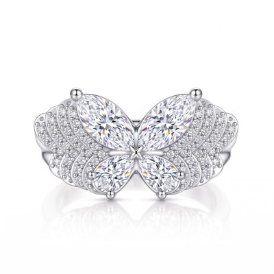 1.77 ct.tw. Butterfly Motif Marquise & Pear Cut Pave Statement Ring