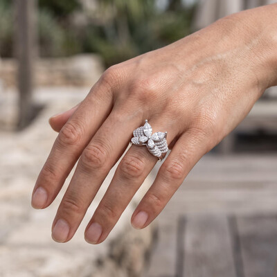 1.77 ct.tw. Butterfly Motif Marquise & Pear Cut Pave Statement Ring