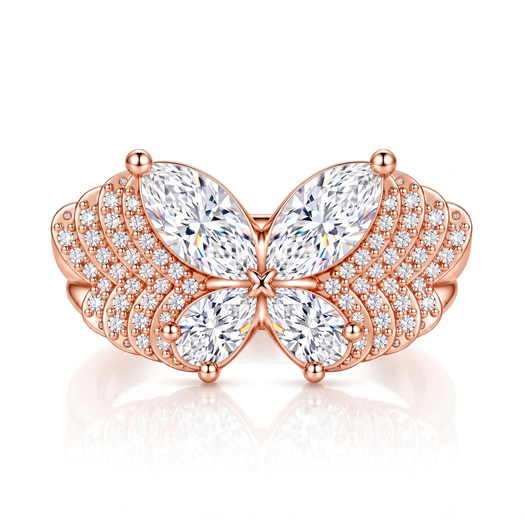 1.77 ct.tw. Butterfly Motif Marquise & Pear Cut Pave Statement Ring 1.77 ct.tw. Butterfly Motif Marquise & Pear Cut Pave Statement Ring