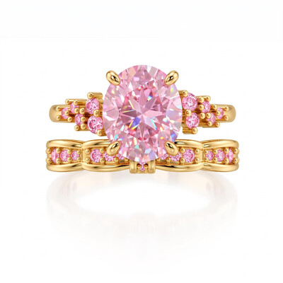 5.38 ct.tw. Oval Pink Cut 2-Piece Stackable Bridal Ring Set