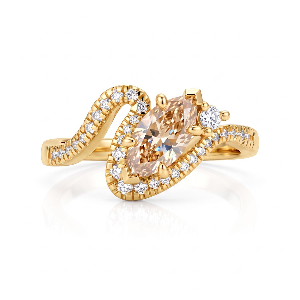 1.31 ct.tw. Champagne Marquise Twist Pave Ring 1.31 ct.tw. Champagne Marquise Twist Pave Ring