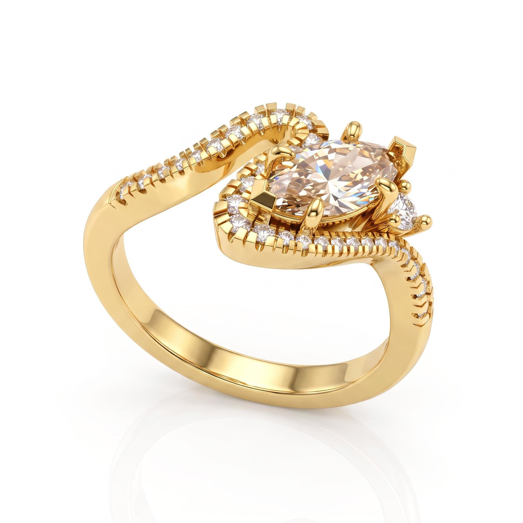 1.31 ct.tw. Champagne Marquise Twist Pave Ring 1.31 ct.tw. Champagne Marquise Twist Pave Ring