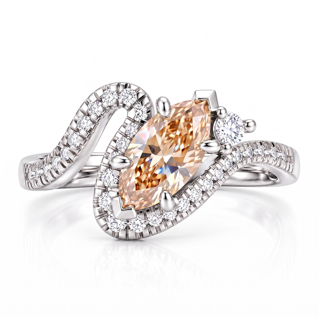 1.31 ct.tw. Champagne Marquise Twist Pave Ring 1.31 ct.tw. Champagne Marquise Twist Pave Ring