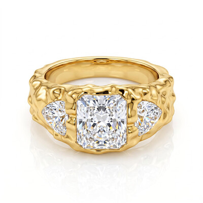 8.6 ct.tw. Three-Stone Champagne Diamond Hand-Textured Ring