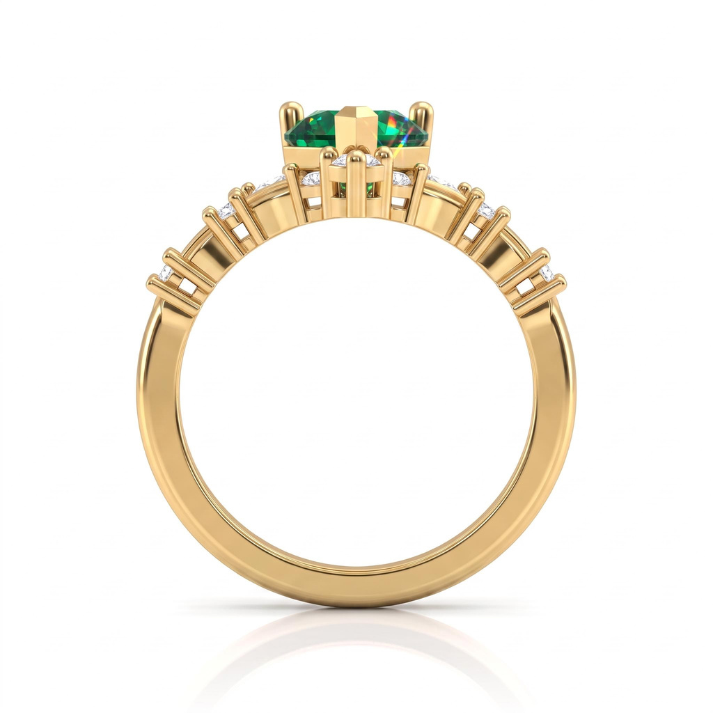 2.27ct.tw. Forest-style Pear-shaped Green Diamond Vine-carved Ring 2.27ct.tw. Forest-style Pear-shaped Green Diamond Vine-carved Ring
