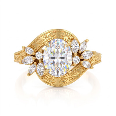 2.43 ct.tw. Vintage Oval Center Marquise Accented Twisted Ring