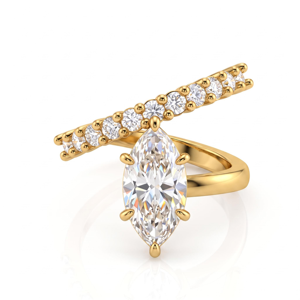 3.66 ct.tw. Marquise-Cut Center Stone Pave Diamond Ring 3.66 ct.tw. Marquise-Cut Center Stone Pave Diamond Ring
