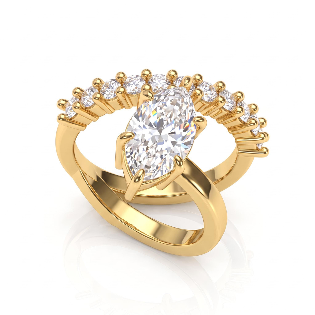 3.66 ct.tw. Marquise-Cut Center Stone Pave Diamond Ring 3.66 ct.tw. Marquise-Cut Center Stone Pave Diamond Ring