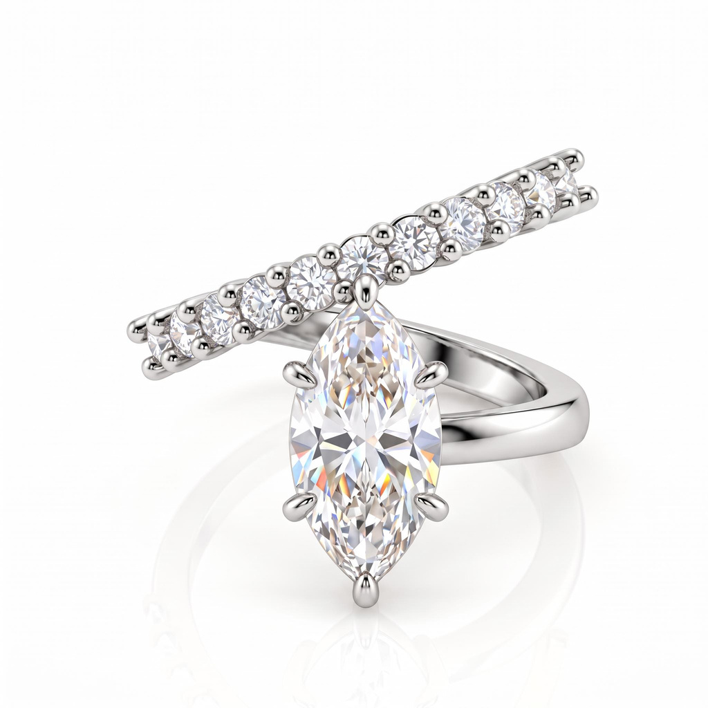 3.66 ct.tw. Marquise-Cut Center Stone Pave Diamond Ring 3.66 ct.tw. Marquise-Cut Center Stone Pave Diamond Ring