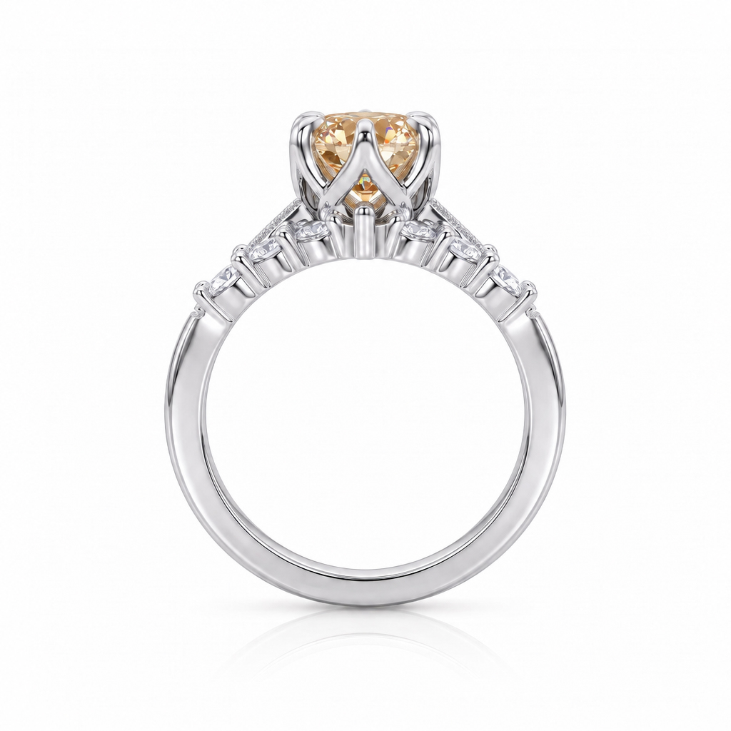 4.42ct.tw. Vintage Wheat Pattern Marquise Champagne Diamond Ring Set 4.42ct.tw. Vintage Wheat Pattern Marquise Champagne Diamond Ring Set