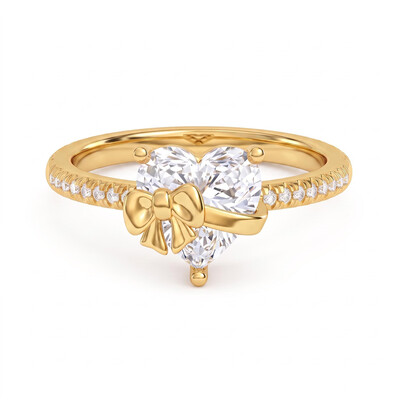3.14 ct.tw Bowknot Heart-shaped Diamond Ring