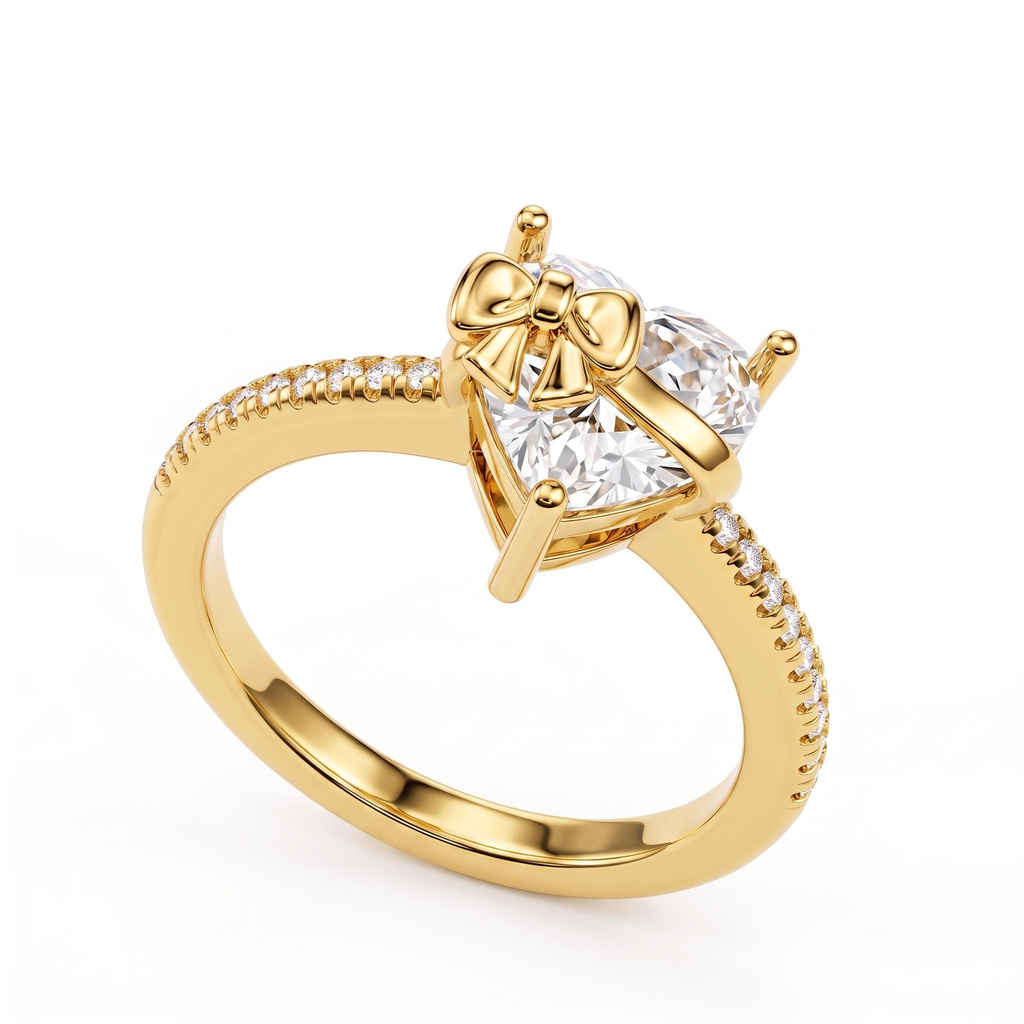 3.14 ct.tw Bowknot Heart-shaped Diamond Ring
