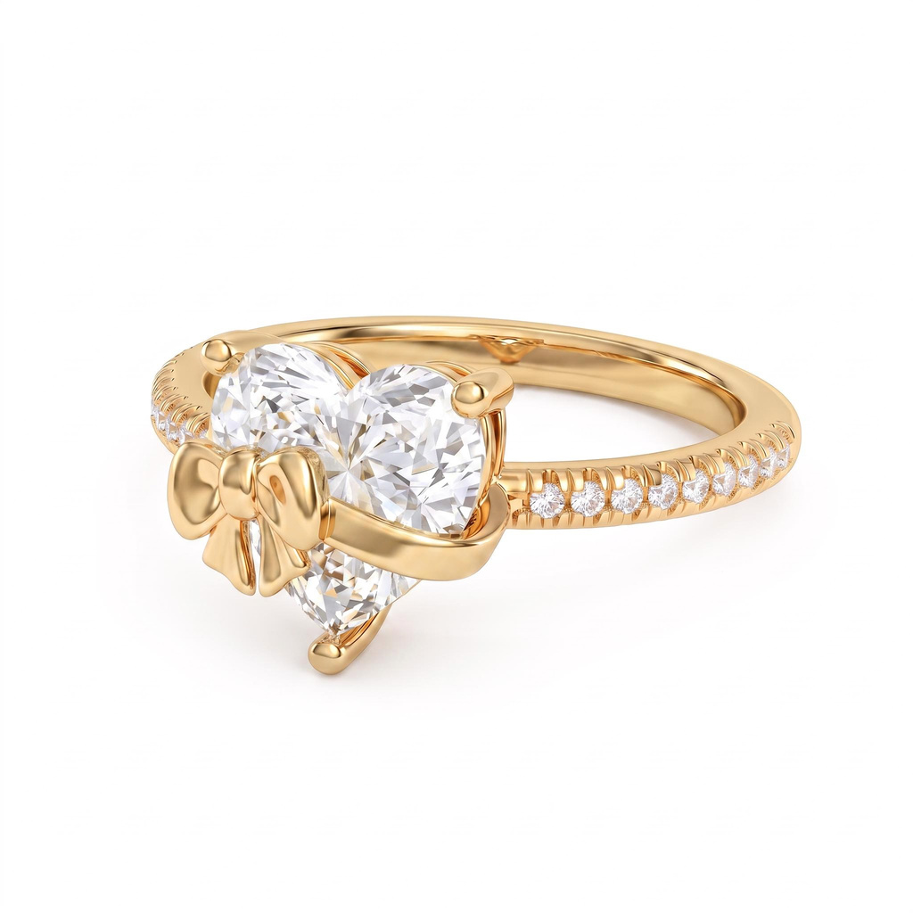 3.14 ct.tw Bowknot Heart-shaped Diamond Ring