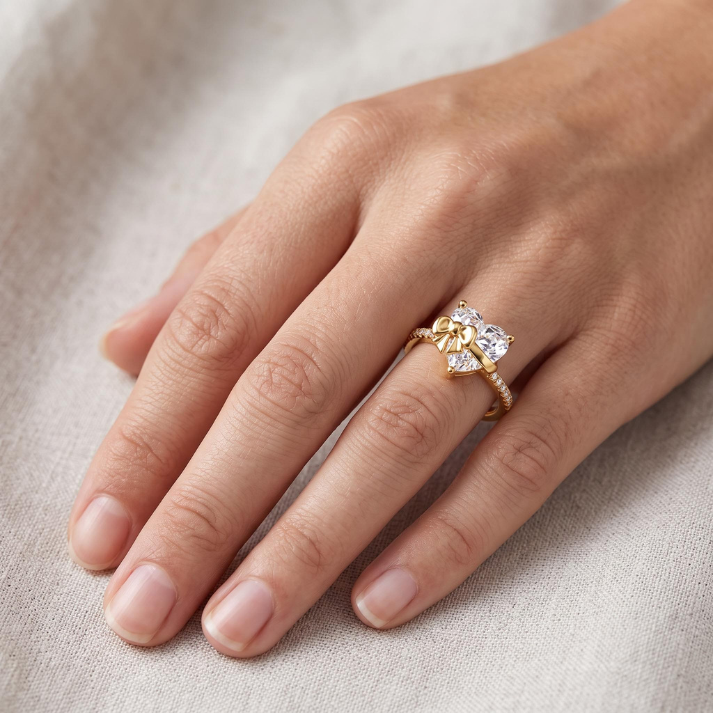 3.14 ct.tw Bowknot Heart-shaped Diamond Ring
