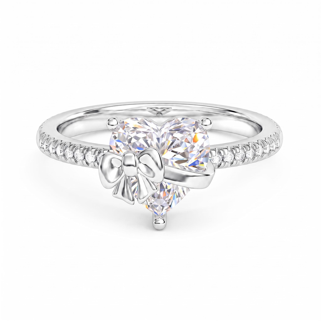 3.14 ct.tw Bowknot Heart-shaped Diamond Ring