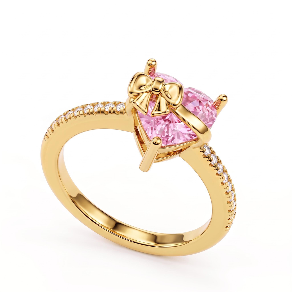 3.14 ct.tw Pink heart-shaped diamond ring with bowknot 3.14 ct.tw Pink heart-shaped diamond ring with bowknot