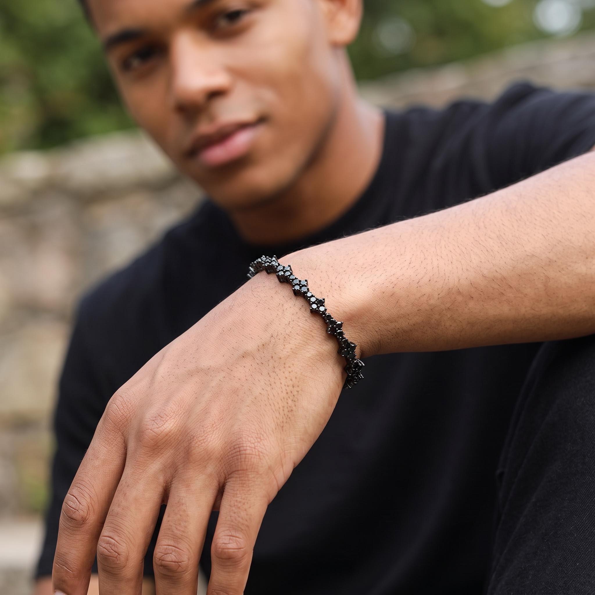 6mm Iced Out Black Cross Bracelet 6mm Iced Out Black Cross Bracelet