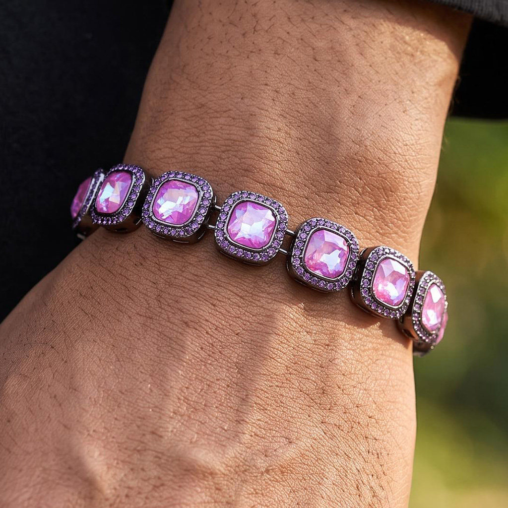 12mm Purple Clustered Tennis Bracelet 12mm Purple Clustered Tennis Bracelet