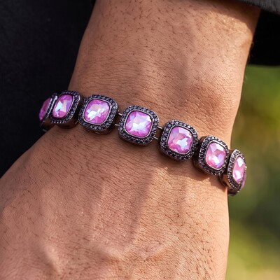 12mm Purple Clustered Tennis Bracelet