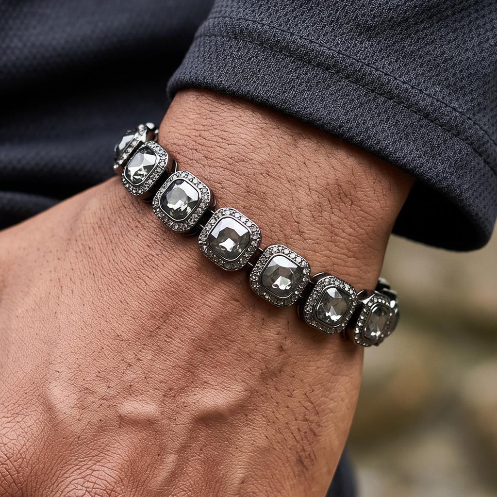 12mm Clustered Tennis Bracelet in Black Gold 12mm Clustered Tennis Bracelet in Black Gold
