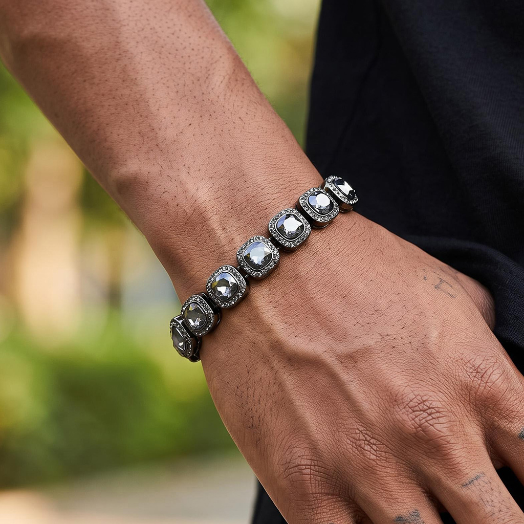 12mm Clustered Tennis Bracelet in Black Gold 12mm Clustered Tennis Bracelet in Black Gold