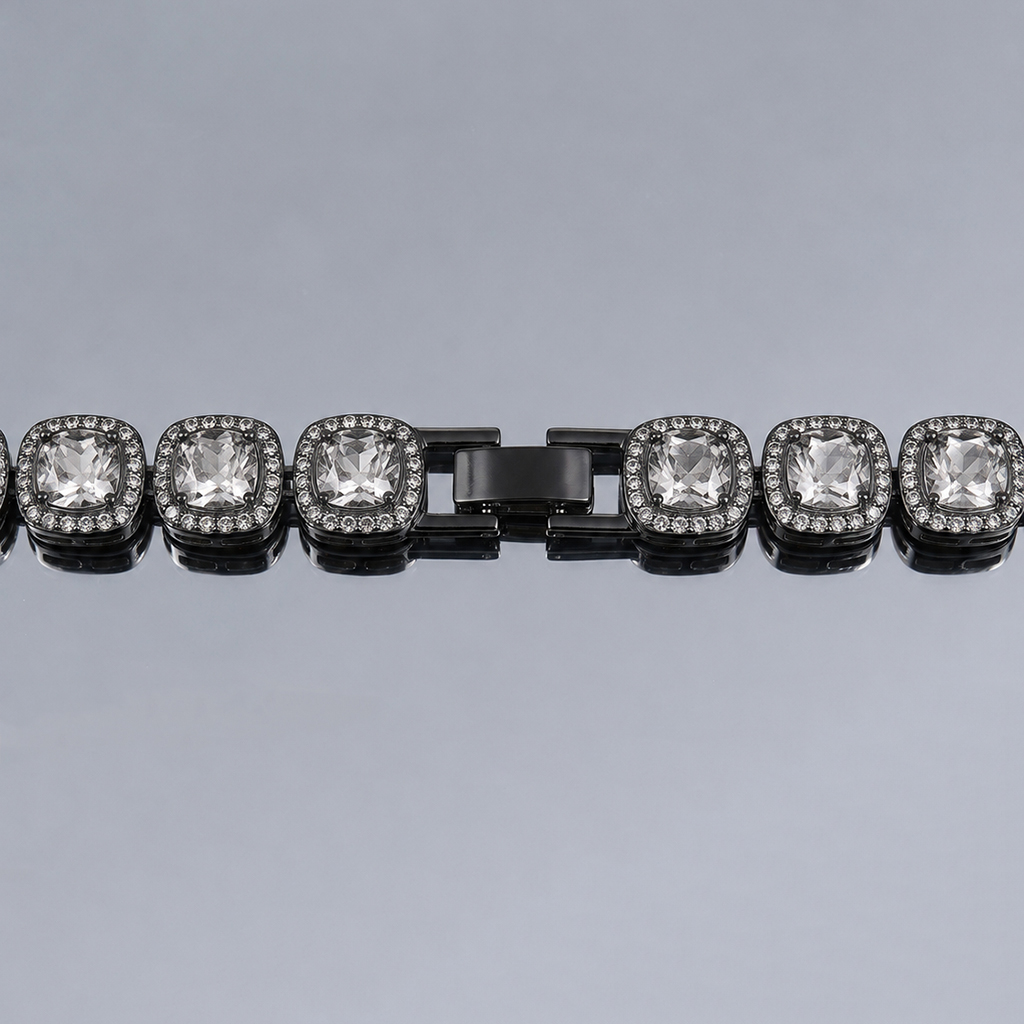 12mm Clustered Tennis Bracelet in Black Gold 12mm Clustered Tennis Bracelet in Black Gold