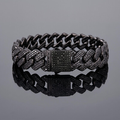 20mm Iced Out Black Cuban Link Bracelet