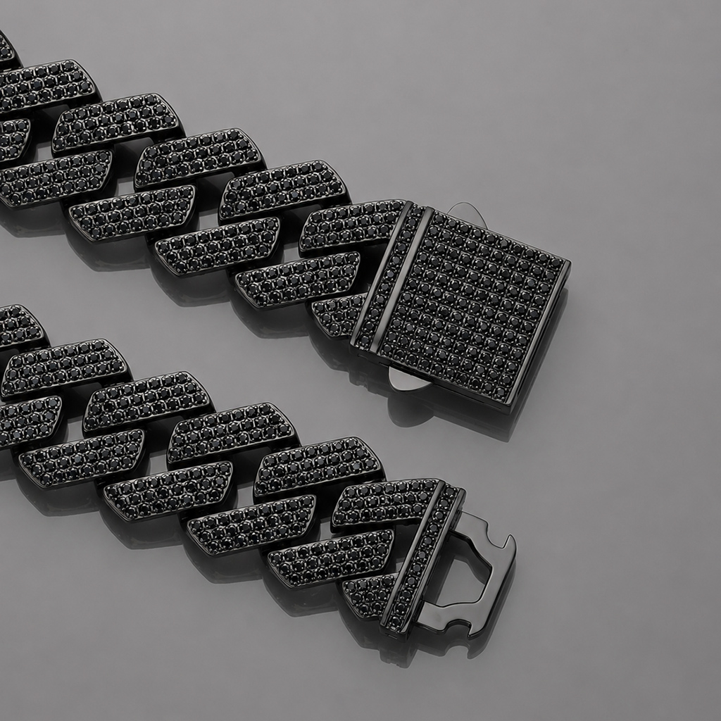20mm Iced Out Black Cuban Link Bracelet 20mm Iced Out Black Cuban Link Bracelet