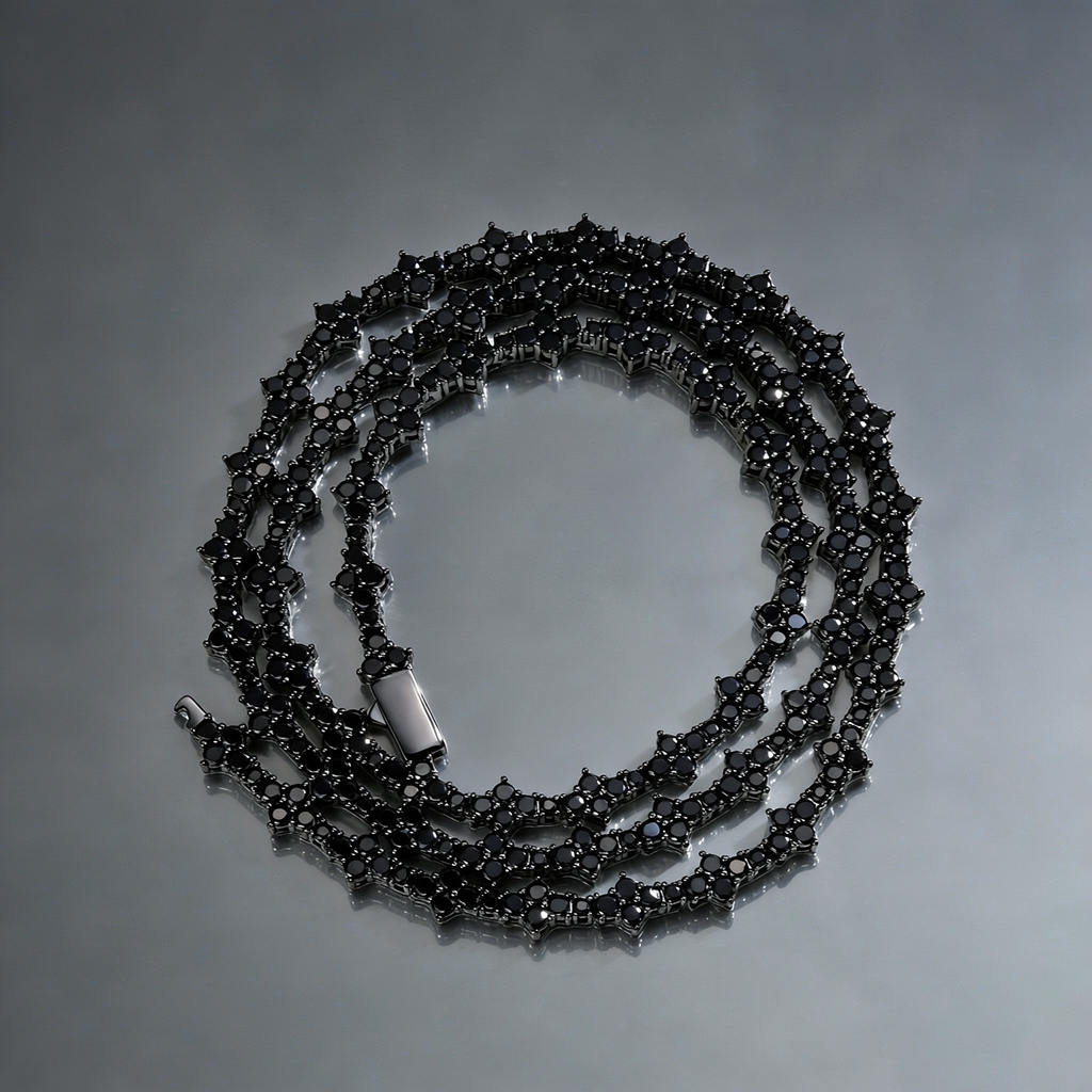 6mm Iced Out Black Cross Chain