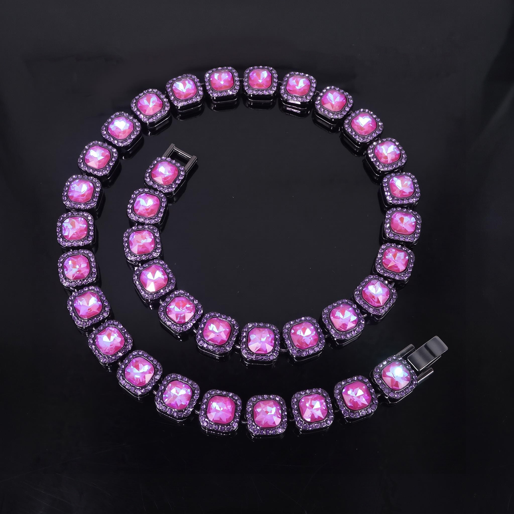 12mm Purple Clustered Tennis Chain