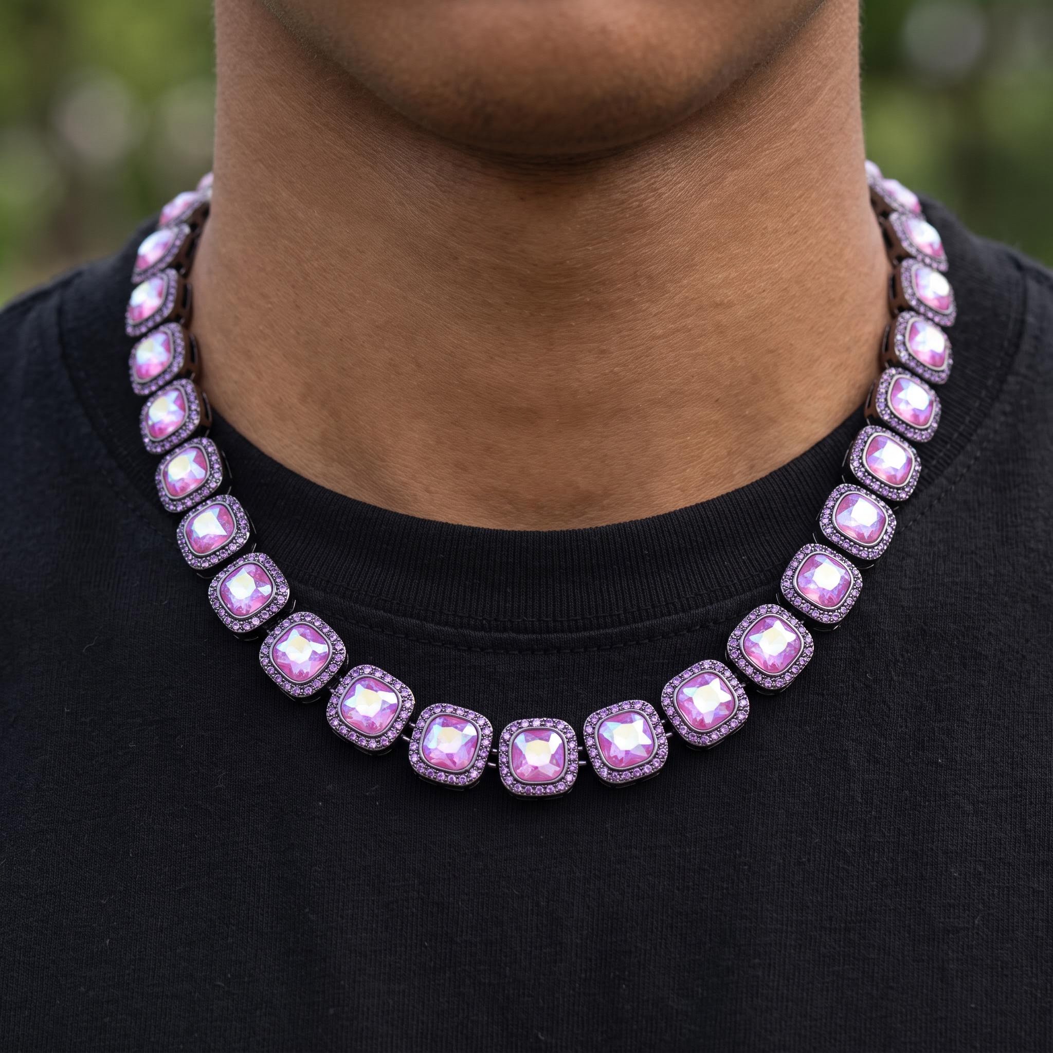 12mm Purple Clustered Tennis Chain