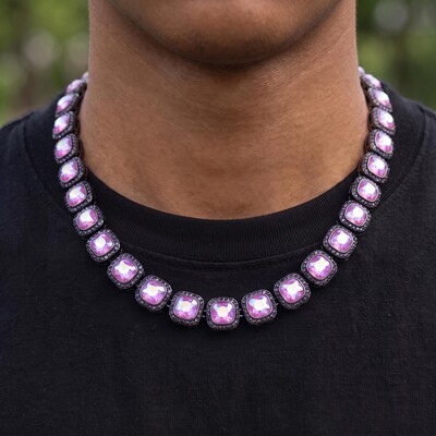 12mm Purple Clustered Tennis Chain
