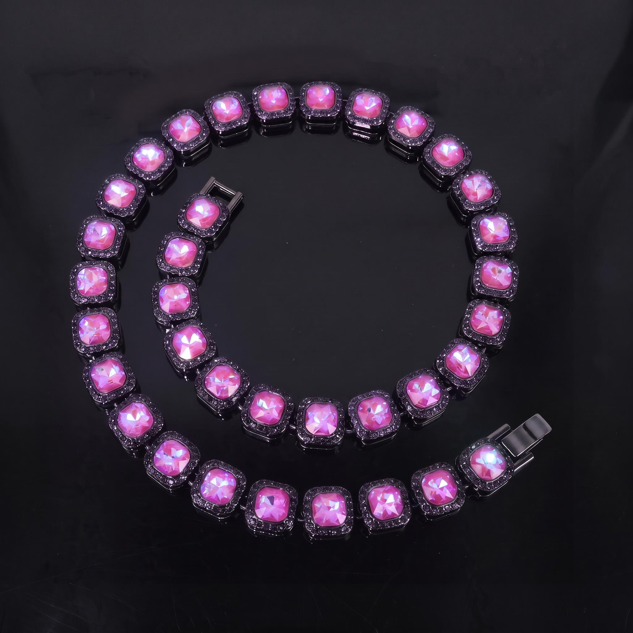 12mm Purple Clustered Tennis Chain 12mm Purple Clustered Tennis Chain