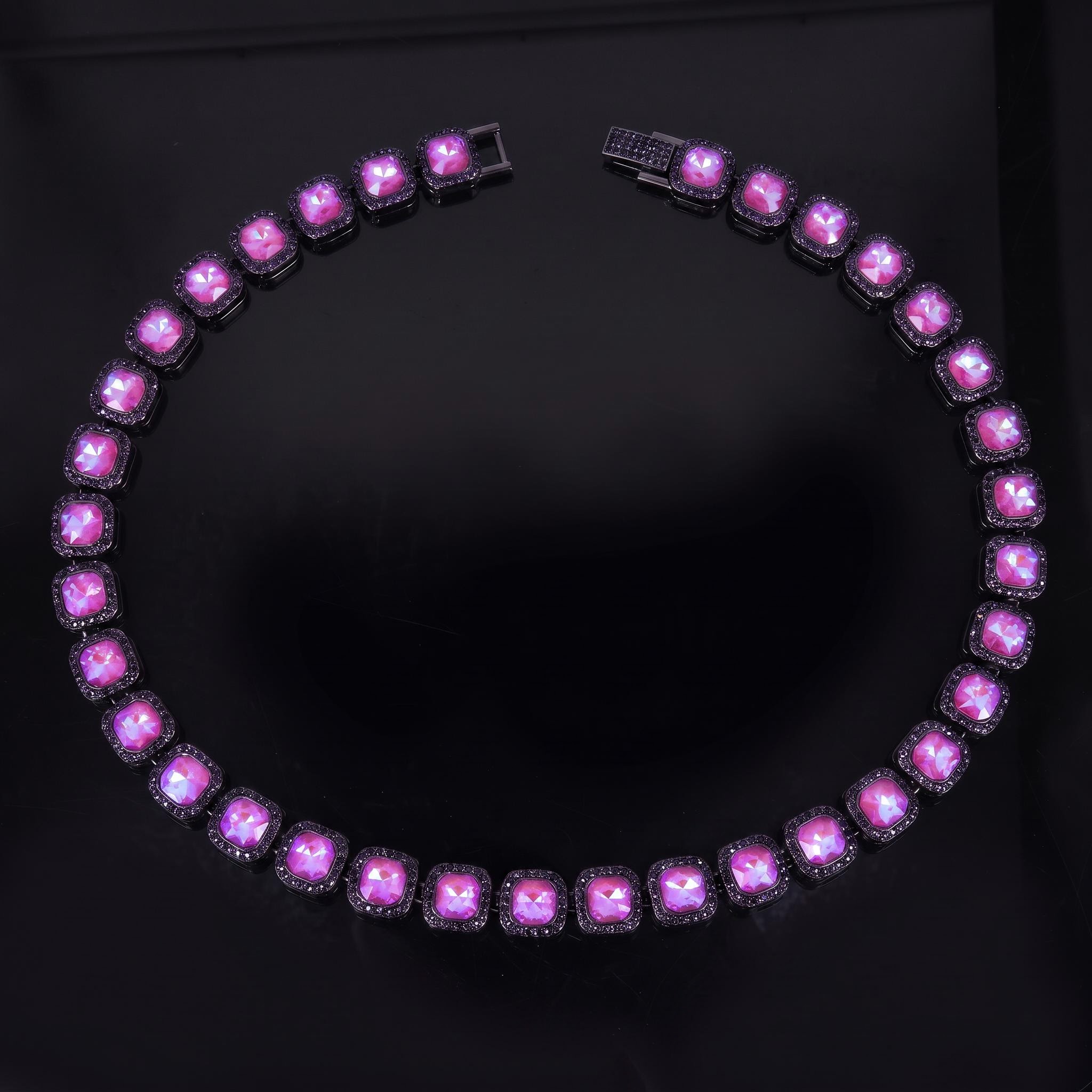12mm Purple Clustered Tennis Chain 12mm Purple Clustered Tennis Chain
