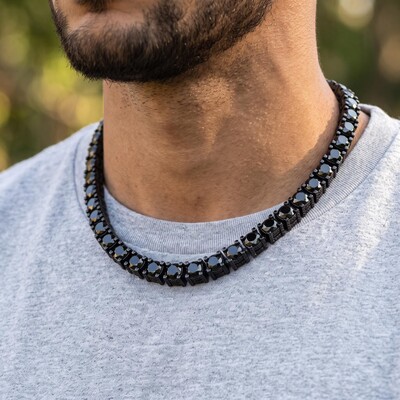6.5mm Black Iced Out Sides Tennis Chain
