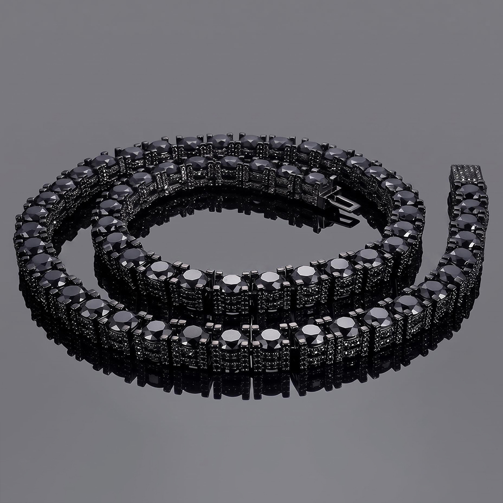 6.5mm Black Iced Out Sides Tennis Chain