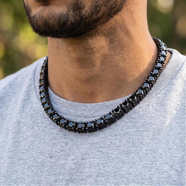 6.5mm Black Iced Out Sides Tennis Chain 6.5mm Black Iced Out Sides Tennis Chain
