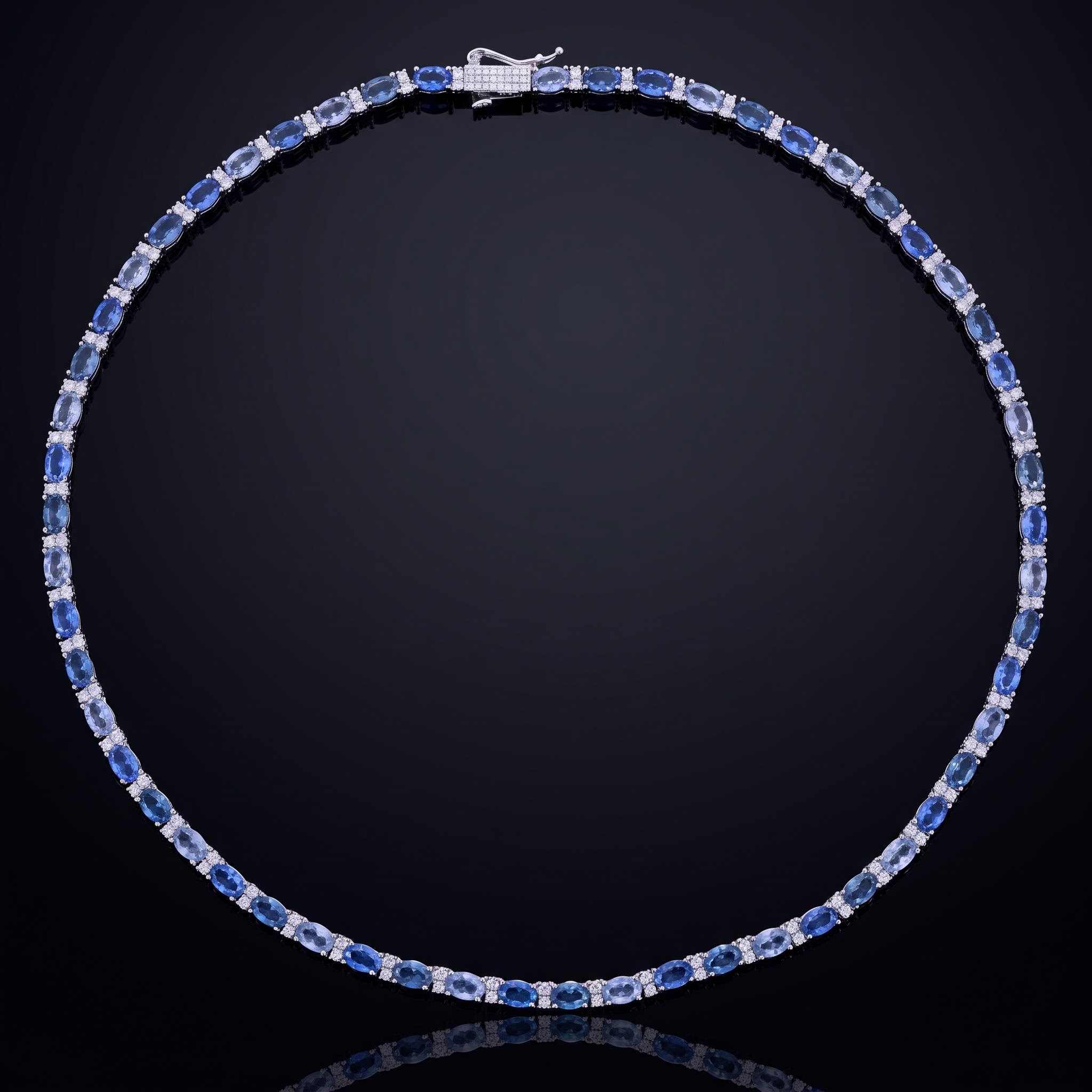 4mm Iced Out Blue Oval-Cut Tennis Chain 4mm Iced Out Blue Oval-Cut Tennis Chain