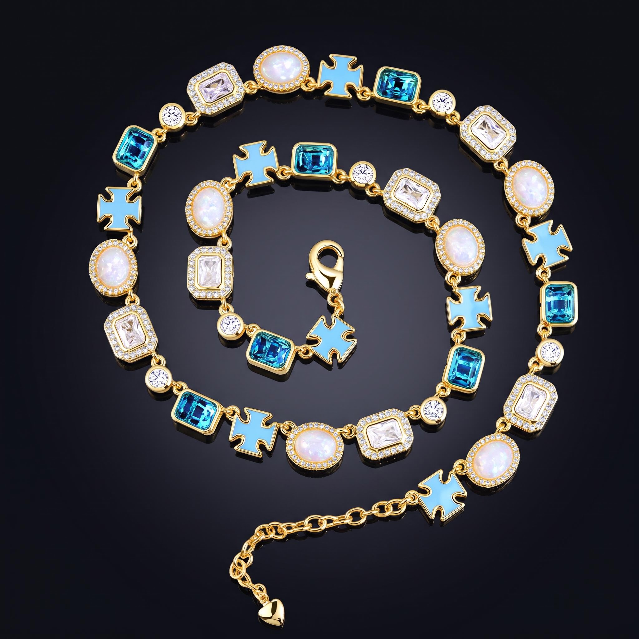 Iced Out Multi-Color Cross Link Statement Chain