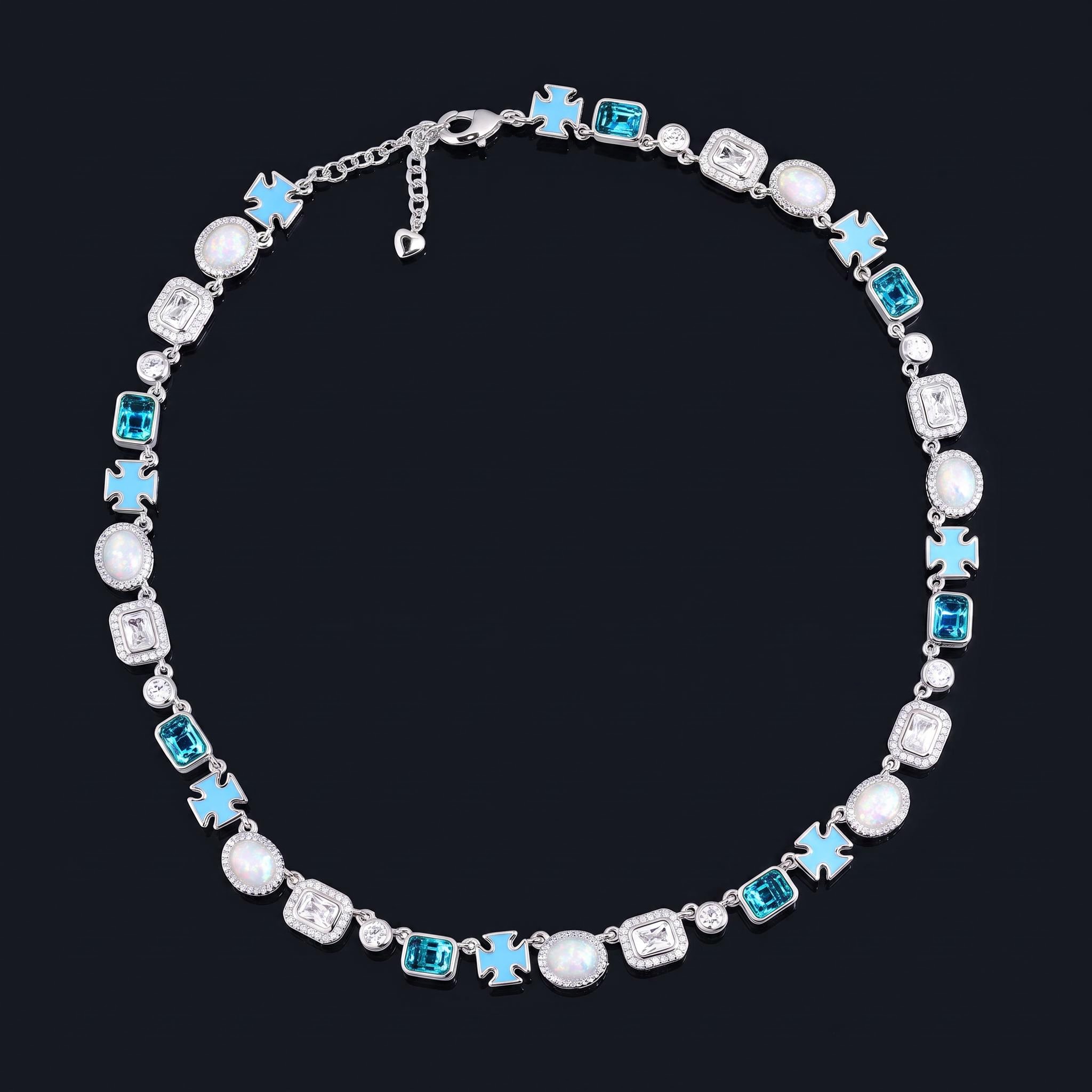 Iced Out Multi-Color Cross Link Statement Chain