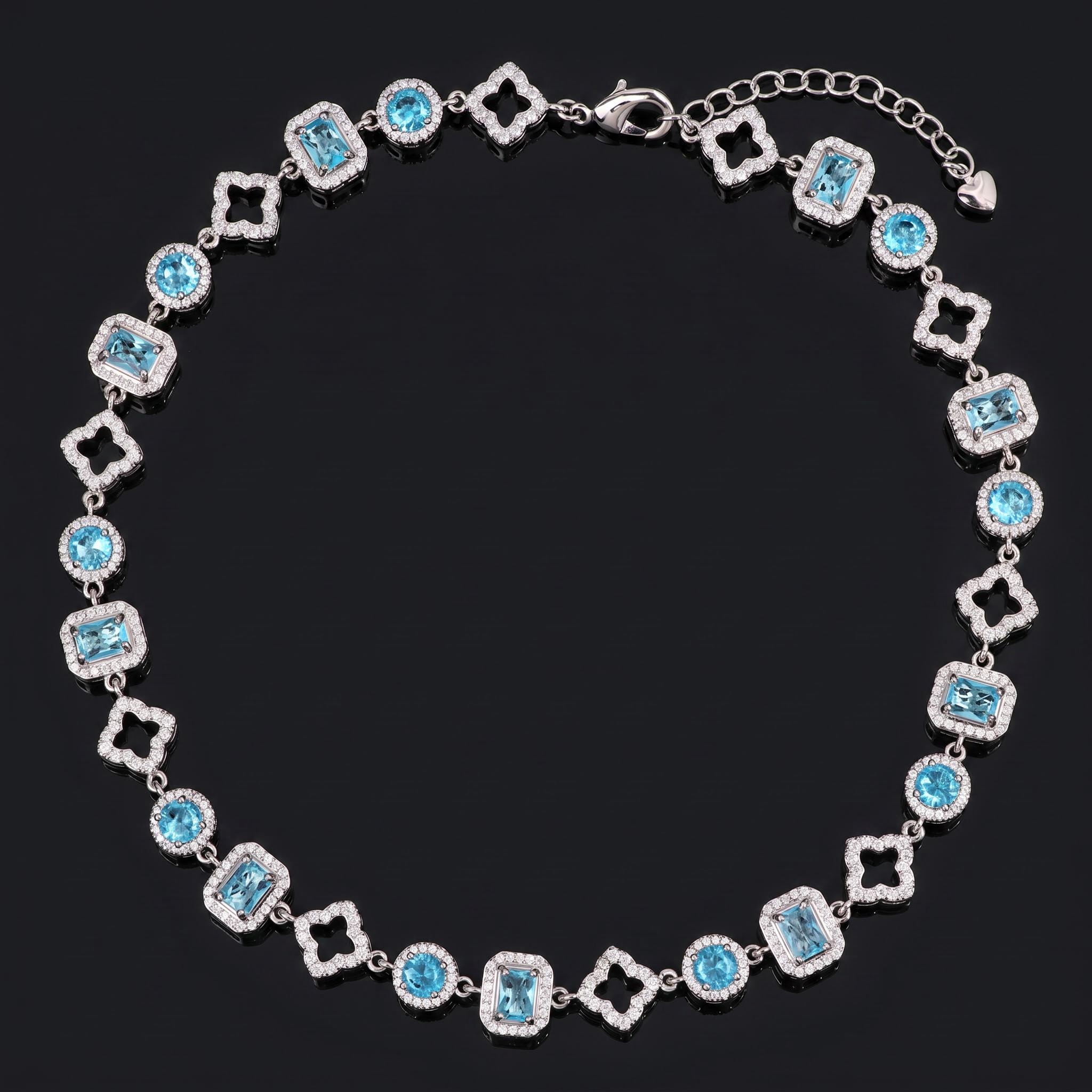 Iced Out Blue Clover Link Chain