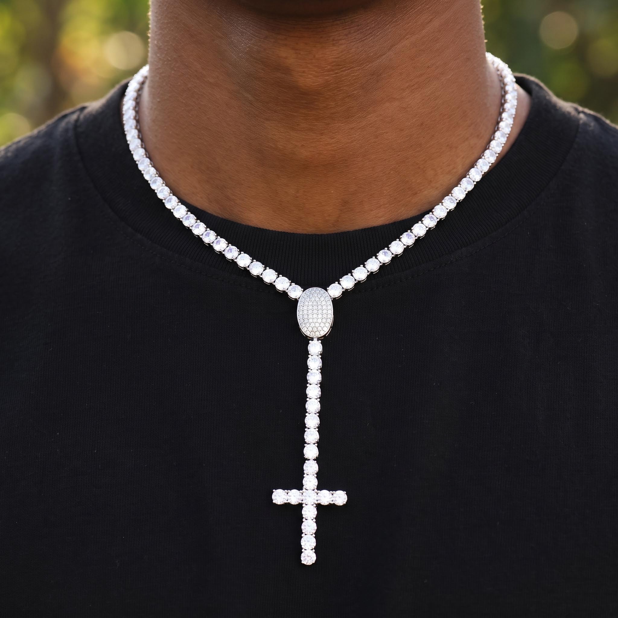 Iced Out Y-Drop Cross Tennis Chain
