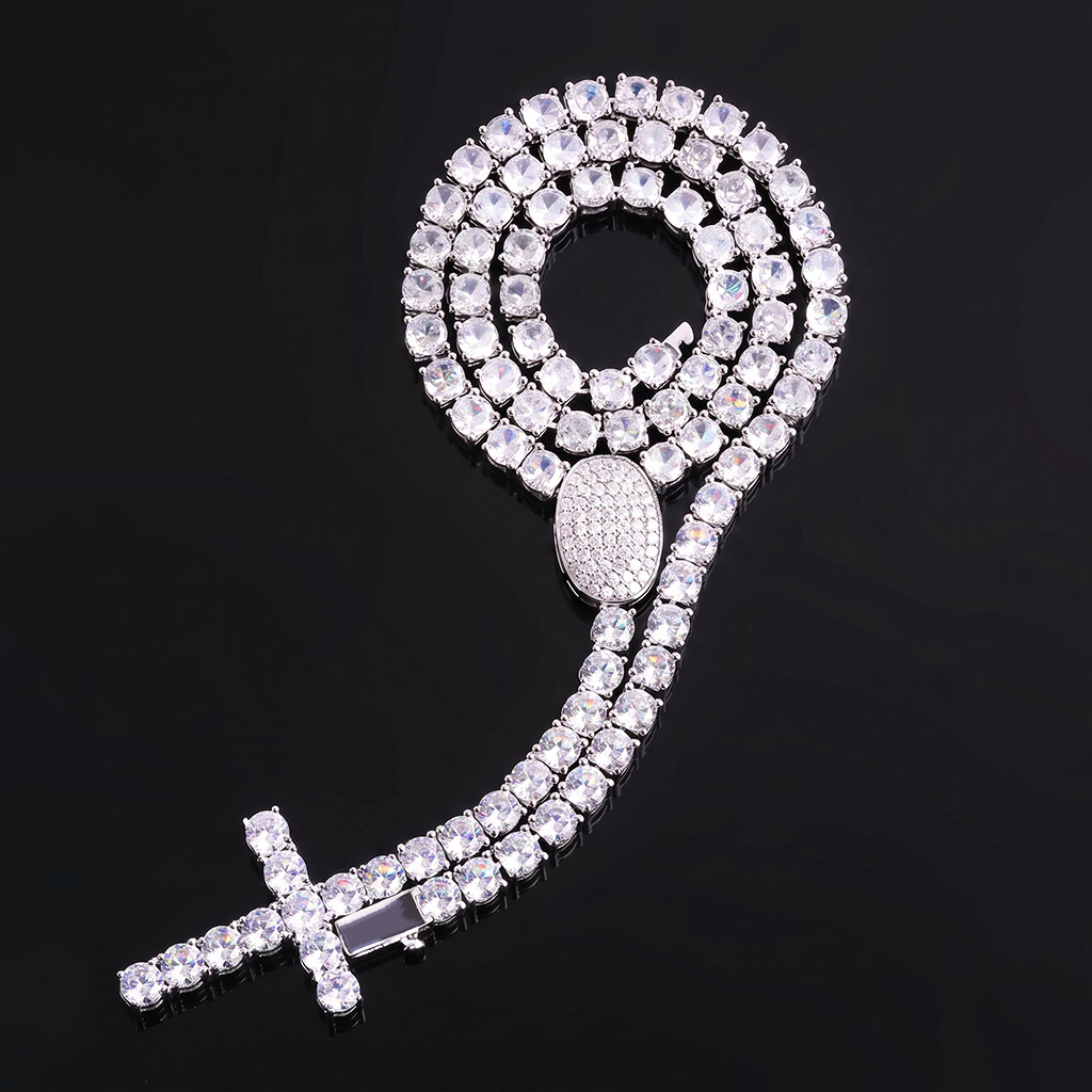 Iced Out Y-Drop Cross Tennis Chain