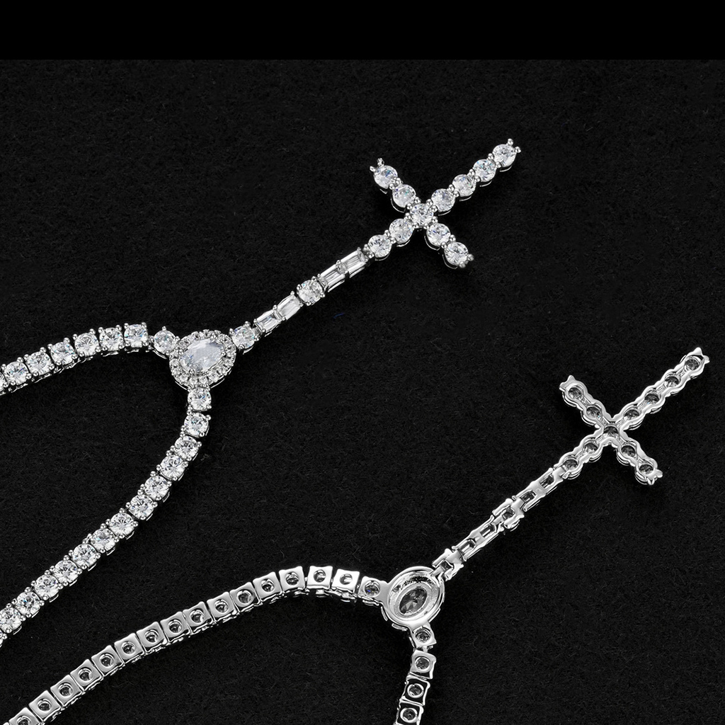 3mm Iced Out Cross Tennis Necklace