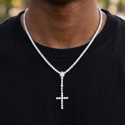 3mm Iced Out Cross Tennis Necklace