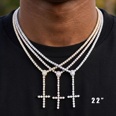 3mm Iced Out Cross Tennis Necklace