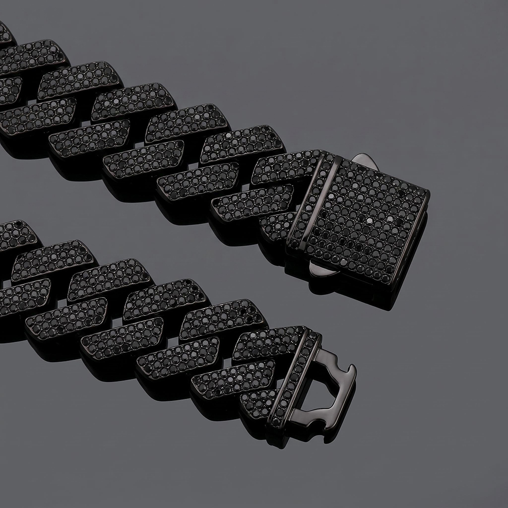 20mm Iced Out Black Stone Cuban Link Chain 20mm Iced Out Black Stone Cuban Link Chain