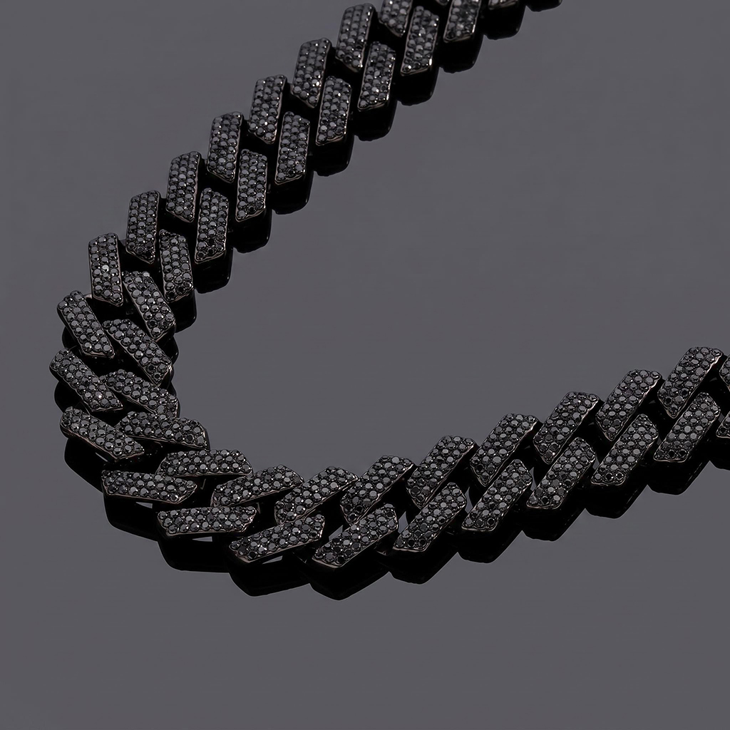 20mm Iced Out Black Stone Cuban Link Chain 20mm Iced Out Black Stone Cuban Link Chain