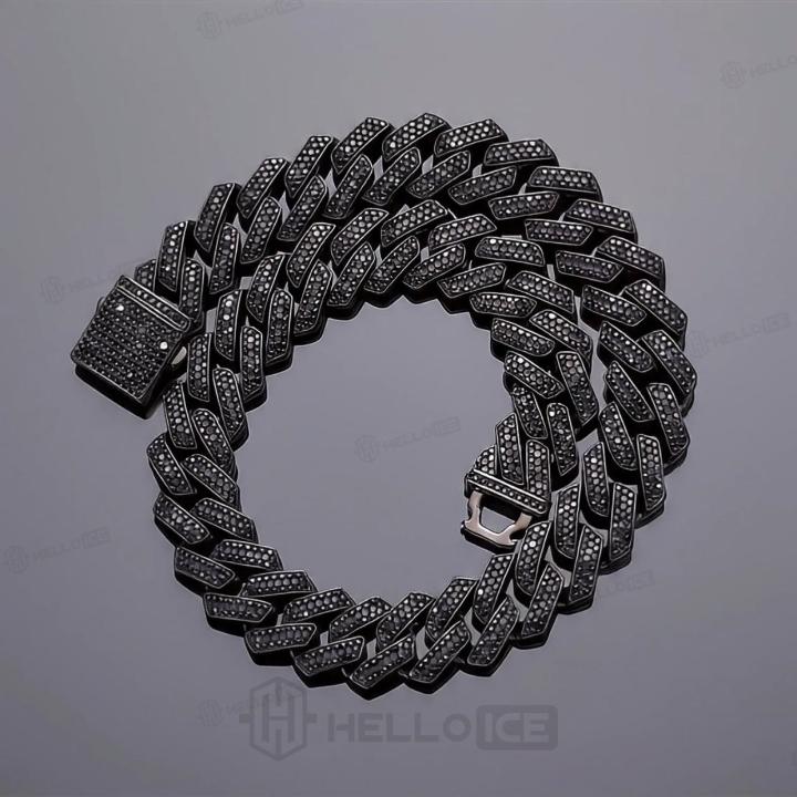 20mm Iced Out Black Stone Cuban Link Chain 20mm Iced Out Black Stone Cuban Link Chain